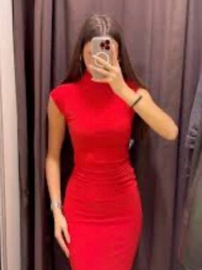 Zara Red Maxi Bodycon Skirt